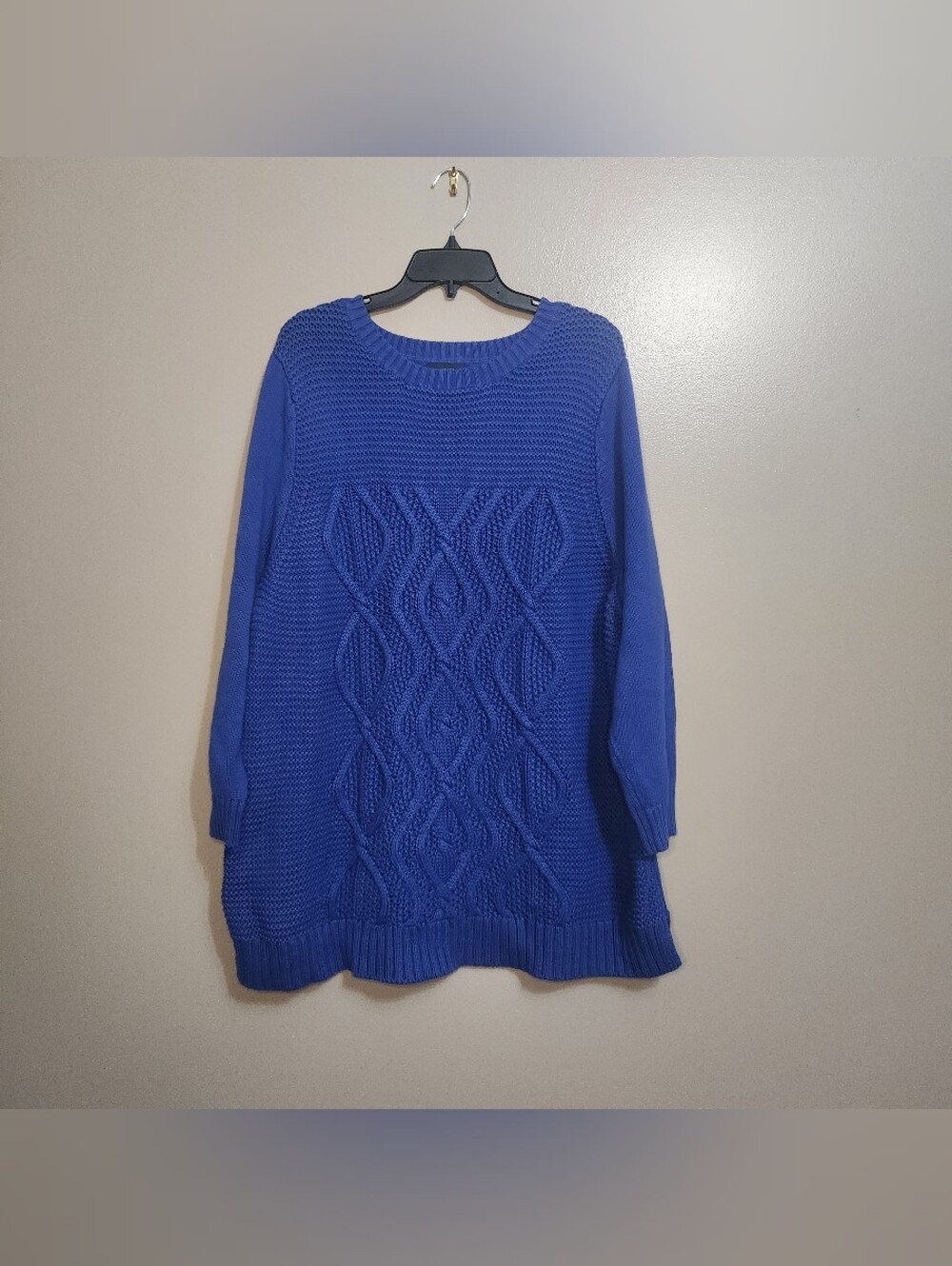 Lands' End Drifter Royal Blue Cable Knit Crewneck Sweater Size 3X